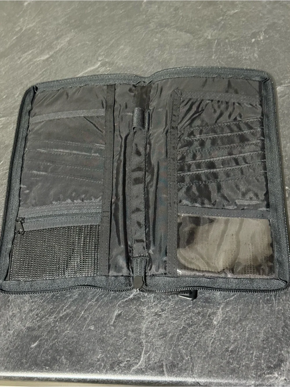 LL Bean Travel Wallet Passport Holder Organizer Document Case Zippered Navy 11x6